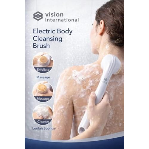 Electric Body Brush Rechargeable Back Scrubber for Shower ? Exfoliating Bath Brush with Long Handle