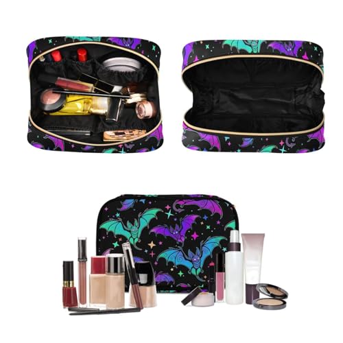 Travel Toiletry Bag Set - 3 Pieces Hanging Makeup Organizer with Clear Compartments - Bat 96 Variation
