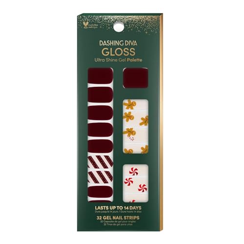 Gel Nail Strips - Long Lasting Gel Manicure with Festive Gingerbread & Candy Cane Designs