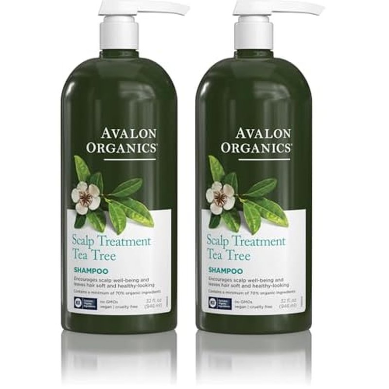 Avalon Organics Scalp Treatment Tea Tree Shampoo,Encourages Scalp Well-Being and Leaves Hair Soft,32 Fluid Ounces,(Pack of 2)
