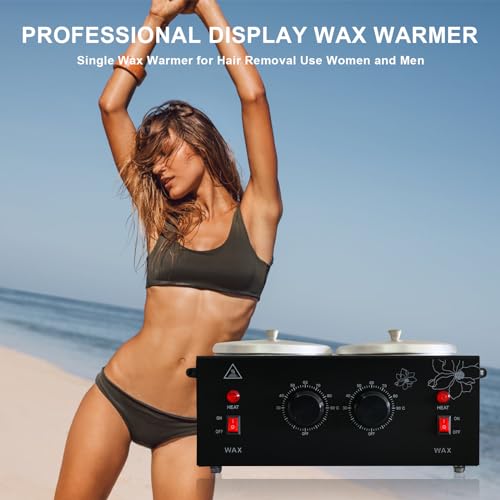 Double Pots Wax Warmer for Hair Removal, Adjustable Temperature Electric Heater
