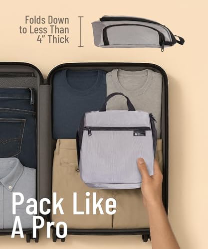 Travel Toiletry Bag for Women & Men - Large Organizer, Light Gray Medium, D&D Wanderlust