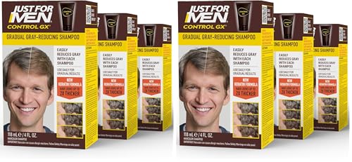 Just for Men Control GX Grey Reducing Shampoo 4 Fl Oz Pack of 6 for Light Hair Shades
