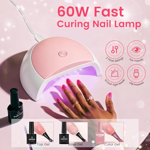 Bling Pink Acrylic Nail Kit for Beginners with Storage Bag - Complete Set