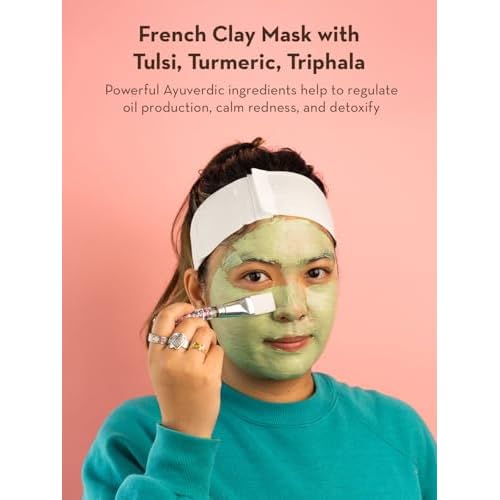 SONAGE Tulsi Soothing Tri Clay Mask | For Acne-Prone Skin | Mineral Rich Clay Mask Unclogs and Purifies Pores | Neem Oil and Turmeric
