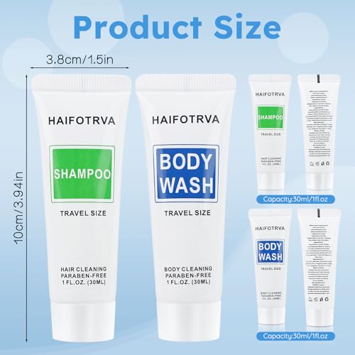 Travel Size Shampoo and Body Wash Bulk Pack of 50,Individually Wrapped 30ml/1 fl oz Small Size Hotel Supplies Portable Toiletries Amenities Bulk for Guests,Travel,Homeless,Charity