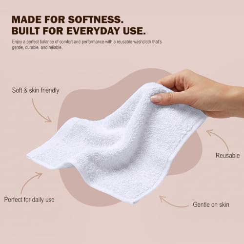 White Washcloth Set - 60 Cotton Face Towels 12x12 Inches, Soft & Absorbent - Variation of THIS listing