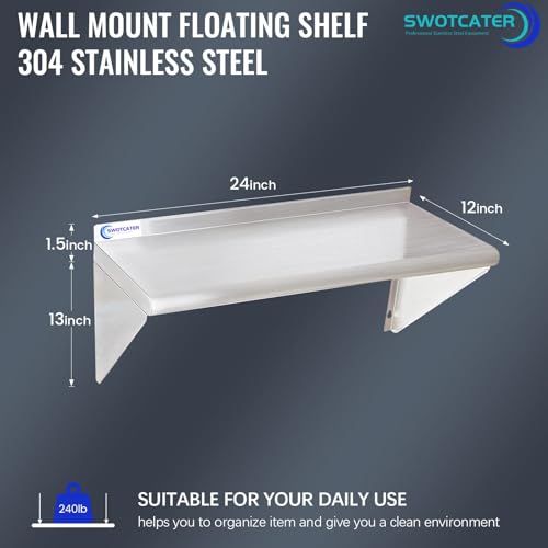 Stainless Steel Wall Shelf 2 Pack 12x24 Inches Heavy Duty Kitchen Shelves - Variation of THIS listing