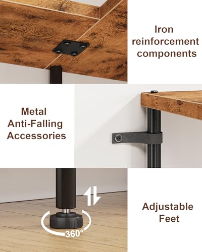 Rustic Brown 5-Tier L-Shaped Corner Bookshelf - Modern Storage Shelf