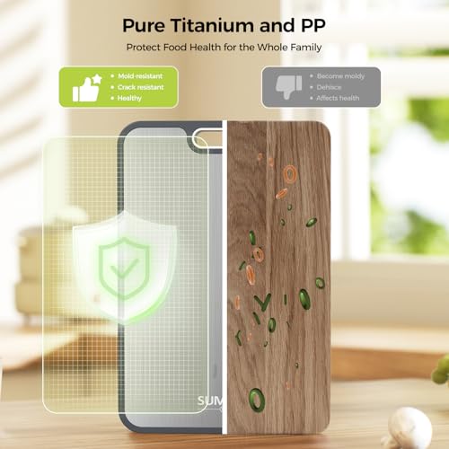 Set of 3 Double-Sided Titanium & Food-Grade PP Cutting Boards - Silver