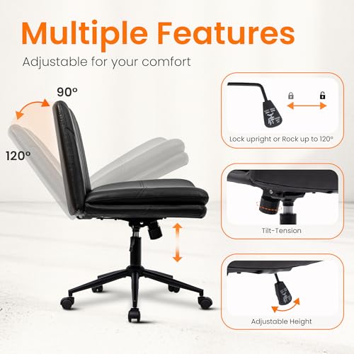 Neo Chair Criss Cross Office Chair with Wheels & Adjustable Swivel - Black PU