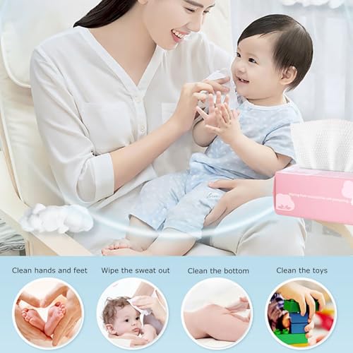 Disposable Face Towel Face Cloths for Washing Soft Cotton Dry Wipes Facial Cloths Towelettes for Washing and Drying, 100 Count Facial Tissue for Cleansing, Skincare and Makeup Remover