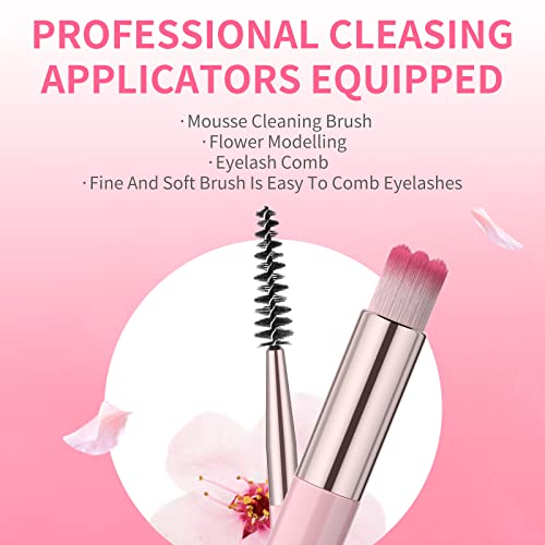 Eyelash Extension Cleanser, Upgraded Eyelash Extension Shampoo 60ML+Mascara Wand+Brush Eyelash Foam Cleanser For Extensions and Natural Lashes