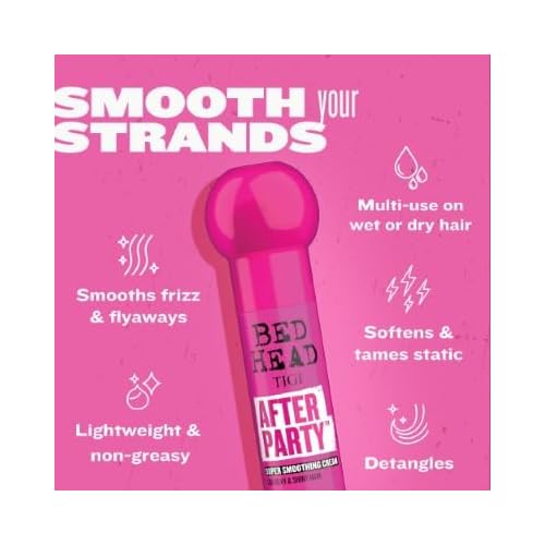 TIGI Bed Head After Party Super Smoothing Cream ? Anti Frizz Hair Styling Product, Humidity Protection for Frizzy, Dull, or Coarse Hair, 3.4 fl oz, 2 Pack