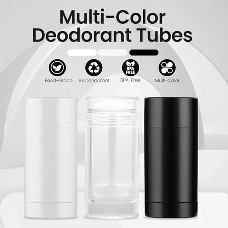 15 Pack White Empty Deodorant Containers - 1.7oz/50ml Twist-Up Refillable Tubes, Bottom-Fill Round Plastic Sticks for DIY Homemade Deodorant, Lip Balm & Solid Cosmetics