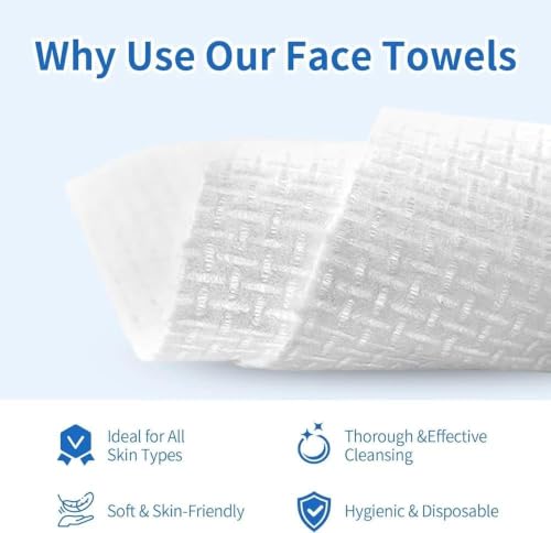 Disposable Face Towels XL Pack of 2 - Sensitive Skin, Makeup Remover, Lint-Free, 100 Count