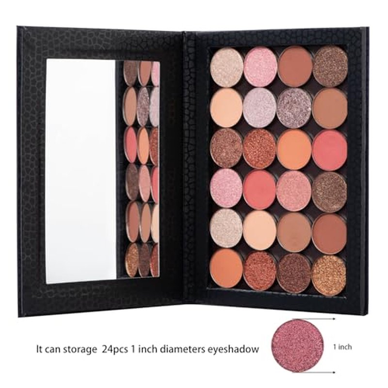 Allwon Magnetic Palette Empty Makeup Palette with Mirror for Eyeshadow Lipstick Blush Powder (Black)