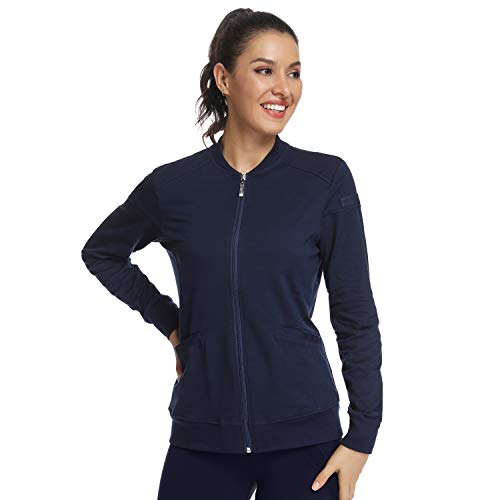 JEYONG Women's Zip Front Puffer Jacket - Small Navy Blue Warm Outerwear