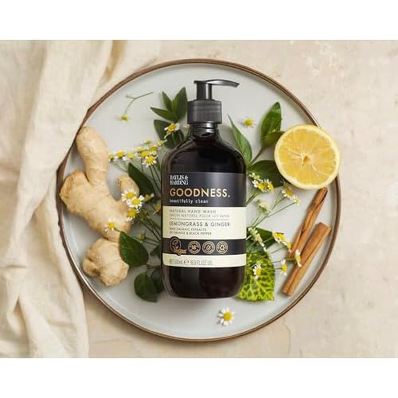 Baylis & Harding Liquid Hand Soap Wash with Dispenser, Goodness, Lemongrass & Ginger, 16.9oz/500ml