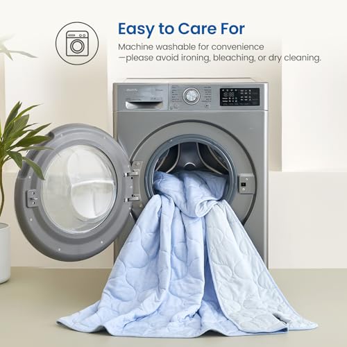 Cooling Blanket Queen 80x90 - Double-Sided Summer & Winter Comfort - Blue