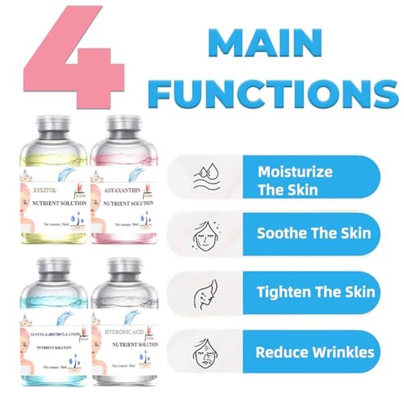 Elitzia Oxygen Facial Machine Oxygen Infusion Device Oxygen Sprayer Facial Nutrient Solution Set SPA Skincare Facial Machine Anti Aging Beauty Salon Machine 1.69fl.oz Per Bottle