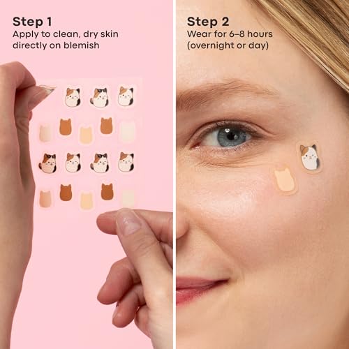 TONYMOLY x Squishmallows Cam the Calico Cat Blemish Patches ? Centella Asiatica Hydrocolloid Acne Treatment Stickers for Face ? Cute K-Beauty Pimple Patch ? 36 Count