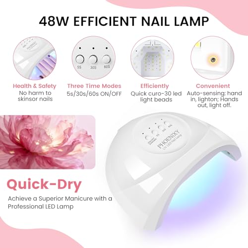 Phoenixy Romance Holiday Gel Nail Polish Kit with UV Light & Drill, 53 Pieces, 35 Colors, Gift for Women