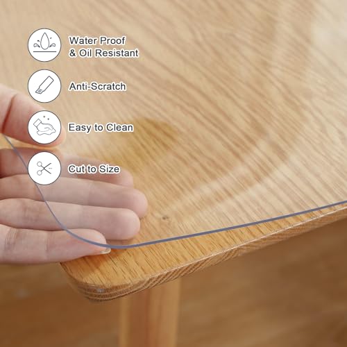 LovePads Clear 2mm Thick Plastic Table Cover Protector 46 x 84 Inch - Rectangular
