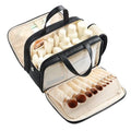 Black Travel Makeup Bag for Women with Luggage Sleeve & 25 Pockets