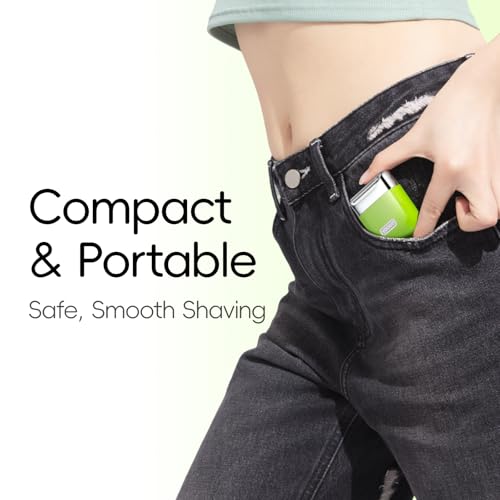 yoose Electric Razors for Women, IPX7 Alloy Body Bikini Trimmer for Women (USB-C, Trimmer Comb, Multi Shaving Modes), Portable Size, Cyber Green