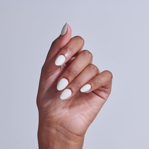 KISS CORE Color Press On Nails Almond, Lyrical, White, 32 Count