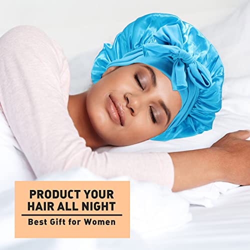 Large Satin Bonnet Hair Wrap for Sleeping - 10 Colors, Adjustable, Soft Silky Sleep Cap for Women & Men