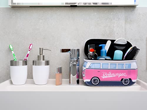 Small VW T1 Bus Camper Toiletry Bag Cosmetic Case - Pink, Water-Resistant, Travel-Friendly