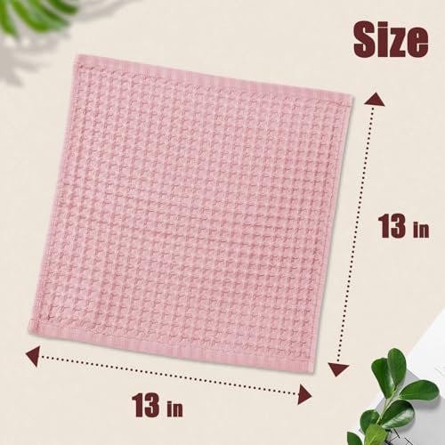 Cleanbear Waffle Cotton Wash Cloths Set of 12 - 6 Colors, 13x13 Inches, Gentle & Soft