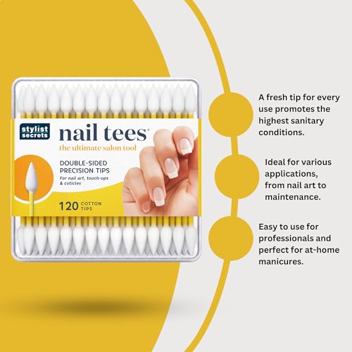 Double-Pointed Cotton Swabs for Nail Care - 120 Count, 6 Pack