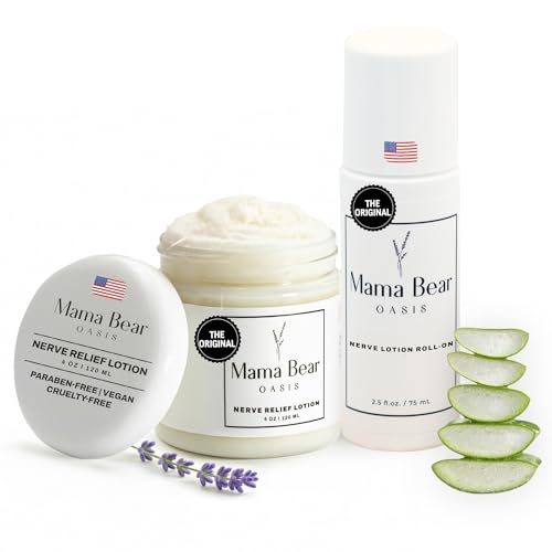 Mama Bear Oasis Comfort Bundle ? Magnesium Lotion + Roll On Nerve Support | Fast Absorbing, Non-Greasy Relief with Natural Ingredients ? Hydrating Cream for Feet, Legs, toes & Nerve Support