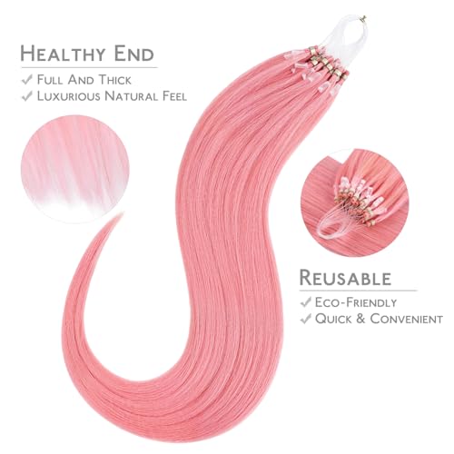 Peach Pink Micro Link Hair Extensions 16 Inch, 25g, 25 Strands, Human Hair