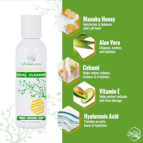 Wild Naturals Manuka Honey Face Wash for Sensitive Skin - Hydrating & Soothing