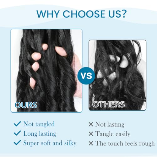 Sorivika 1B# 24 Inch Pack of 9 French Curly Braiding Hair - Protein Infused Wavy Crochet Extensions