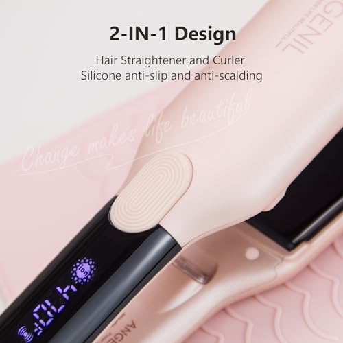 Pink 1.75-Inch Titanium Flat Iron Hair Straightener - Dual Voltage & 3D Floating Plates