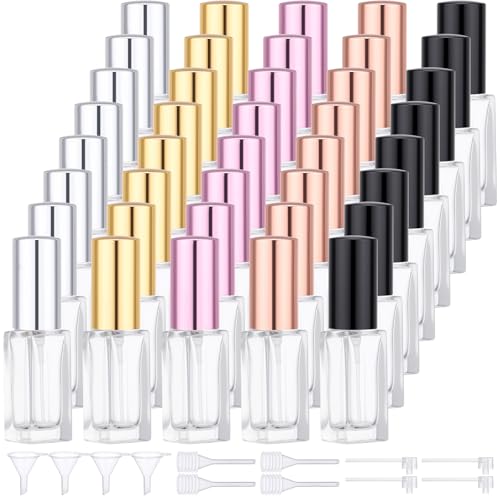 40Pcs 5ml Travel Perfume Bottles Refillable Atomizer Spray Set - Mini Glass Mist Sprayers with Refill Kit