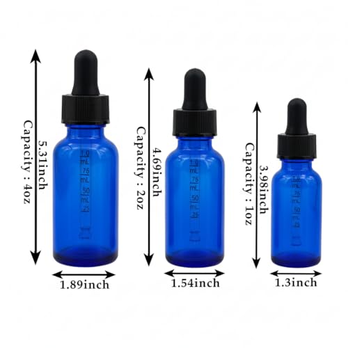60ml Glass Dropper Bottles Set - Cobalt Blue Cosmetic & Perfume Containers, 20 Pack
