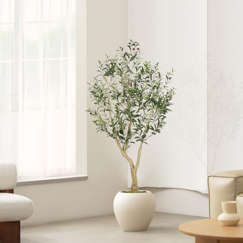 Artificial Olive Tree 5ft with Large Branches & Lifelike Fruits - Black Pot