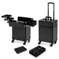 Arous Black Rolling Makeup Case on Wheels, Professional Cosmetology Storage