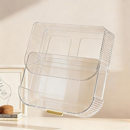 Glowspire Clear 2-Layer 360° Rotating Makeup Organizer with Stackable Drawers