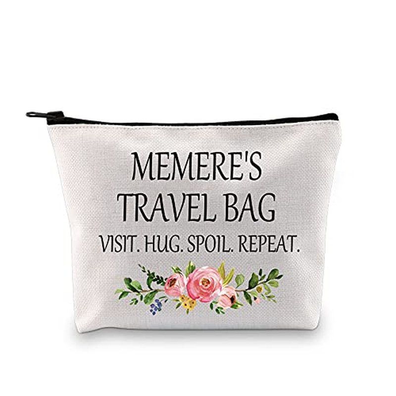 GJTIM Memere Travel Gift Zipper Pouch Makeup Bag Birthday Gift for Grandma (Memere's Travel Bag)