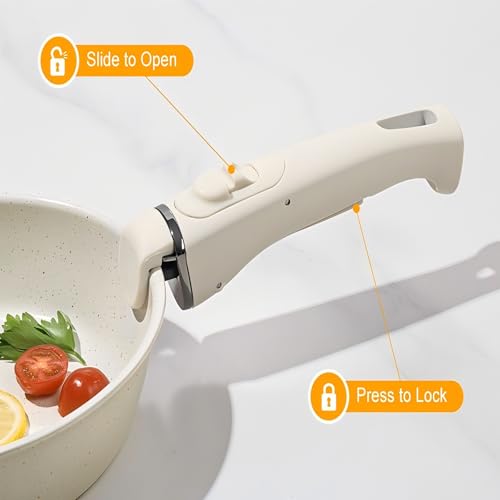 20PCS Non-Stick Ceramic Cookware Set with Detachable Handles - Oven & Induction Compatible
