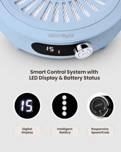 Cordless Nail Dust Collector with LED Display Low Noise Portable Blue