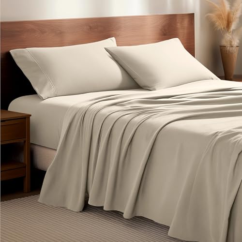 Bare Home Queen Flannel Sheet Set - 100% Cotton, Sand, 08 Variation