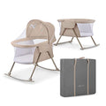 Kinderkraft LOVI Travel Bassinet for Baby - Beige 3-in-1 Foldable Cradle & Bed
